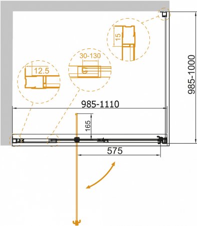 Душевой уголок Cezares Variante AH-1 100/110-100 C Cr 