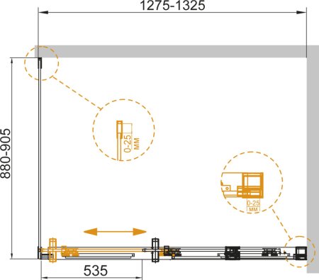 Душевой уголок Cezares Duet Soft AH 1 130/90 C Cr 