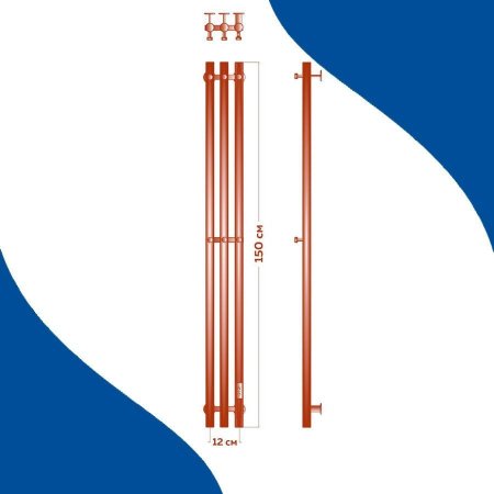Полотенцесушитель электрический (I-образный) Маргроид Inaro III M0059, 15x150 см 