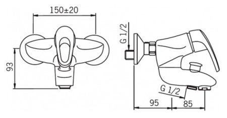 Смеситель Oras Safira 1072XJ-01 для ванны с душем 