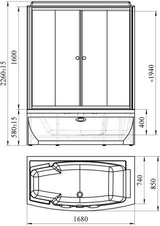 Душевой бокс Radomir Элис 2 левый, стекло матовое 