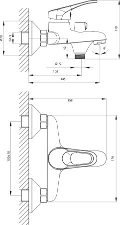 Смеситель для ванны Rossinka B35-30 Хром 