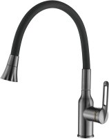 Смеситель для кухни с гибким изливом Raffine F303T-3, оружейная сталь