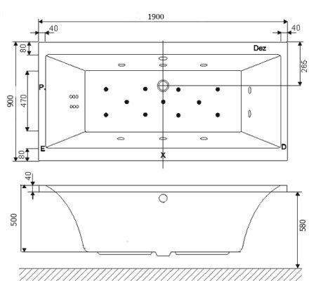Акриловая ванна Excellent Pryzmat 190x90 