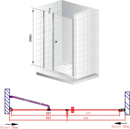 Душевая дверь в нишу Cezares Elena B11 40/90 P Cr R 