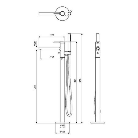 Смеситель напольный Excellent Pi AREX.1255BL для ванны, черный матовый 