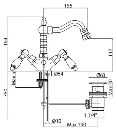 Смеситель Cezares Diamond DIAMOND-BS2-02-Sw для биде 