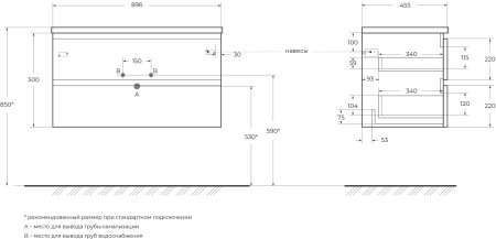 Тумба с раковиной BelBagno ALBANO-900-2C-SO-BL 