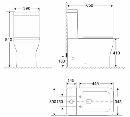 Унитаз компакт BelBagno Romano BB248CPR-P без бачка и сиденья 