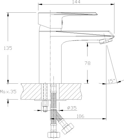 Смеситель для раковины Rossinka RS28-11 Хром 