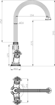 Смеситель для кухонной мойки Zorg Antic A 1003K-BR 