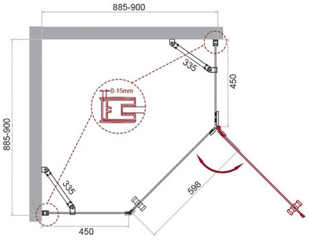 Душевой уголок BelBagno Kraft 90х90 KRAFT-P-1-90-C-Cr-R профиль Хром стекло прозрачное 