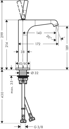 Смеситель Axor Citterio E 36103330 для раковины, полированный чёрный 