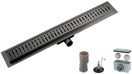 Душевой лоток Gappo G86007-39 с решеткой Оружейная сталь 