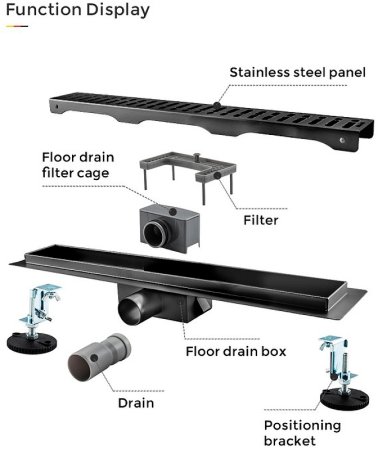 Душевой лоток Gappo G86007-39 с решеткой Оружейная сталь 
