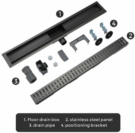 Душевой лоток Gappo G86007-39 с решеткой Оружейная сталь 