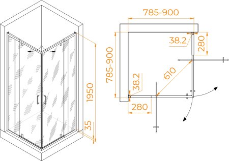 Душевой уголок RGW PA-038 800x800 