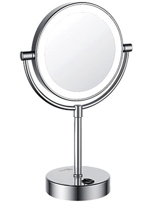 Косметическое зеркало WasserKRAFT K-1005 с LED-подсветкой, двухстороннее с 3-х кратным увеличением 