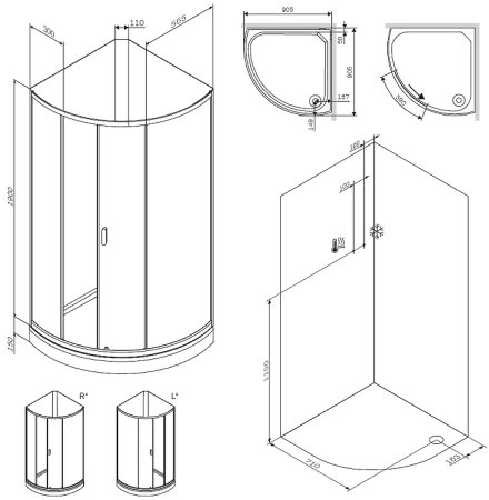 Душевая кабина AM.PM X-Joy 90х90 W88C-301-090GG без гидромассажа 