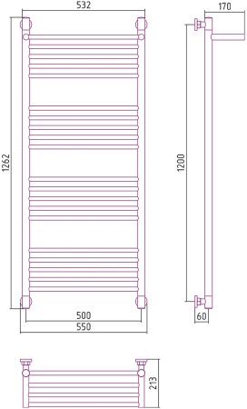 Водяной полотенцесушитель Сунержа Богема+ 1200x500 12-0223-1250 с полкой Белый 