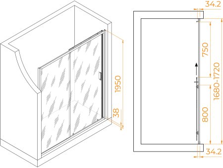Душевая дверь RGW PA-14Gr 1700 