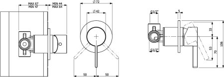 Смеситель Villeroy & Boch Dawn TVS10600200061 С ВНУТРЕННЕЙ ЧАСТЬЮ, для душа 