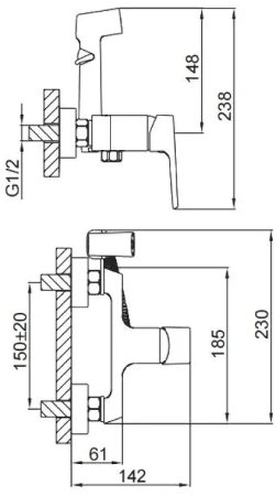 Гигиенический душ со смесителем Frap H71-6 F2071-6 Черный матовый 