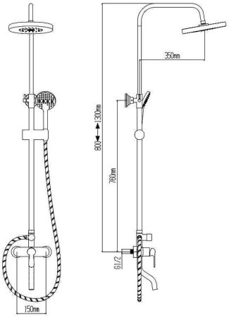 Душевая система Boch Mann Eco BM8825 Черная матовая 