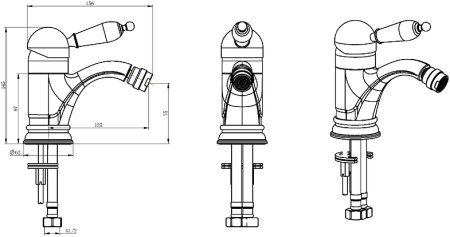 Смеситель для биде Boheme Tradizionale Nero 256 Золото 