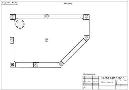 Поддон для душа Bas Пента 120x80 см NEW правый 