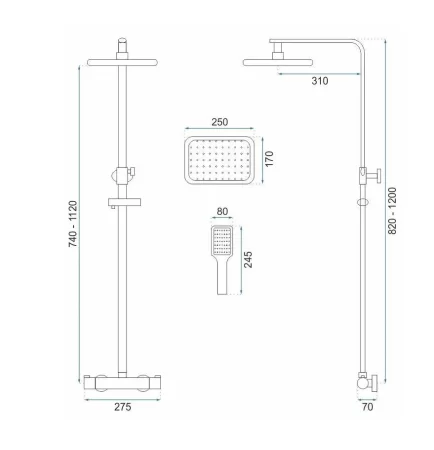 Душевая система 250х170 мм Rea Tom REA-P7100 