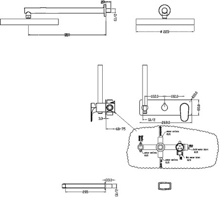 Душевая система Boheme Spectre 454-2-GM Антрацит 