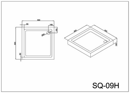 Акриловый поддон для душа Black&White Stellar Wind Easy Plumb SQ-09H 90x90 09hsq00 Белый 