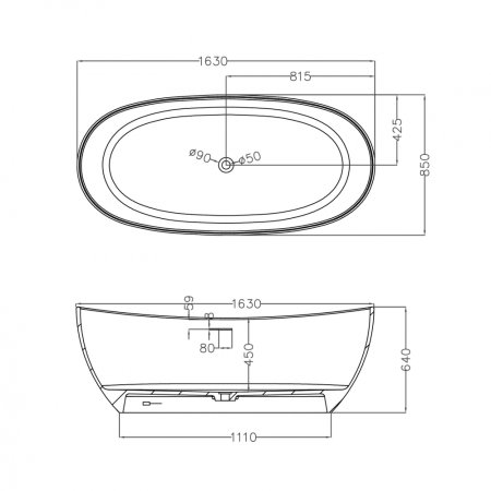 Ванна из искусственного камня ABBER Stein AS9615-1.6 белая матовая 