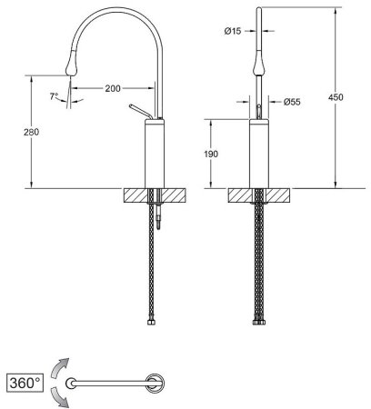 Смеситель для раковины Bronze de Luxe Scandi 9015BR Бронза 