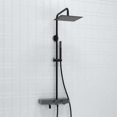 Душевая система WasserKRAFT A114.255.217.CB Thermo с термостатом Черная матовая 