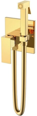 Гигиенический душ со смесителем Boheme Qubic 477-G Золото глянцевое 