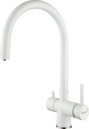 Смеситель Paulmark Heller He213218-431 для кухонной мойки, белый матовый 