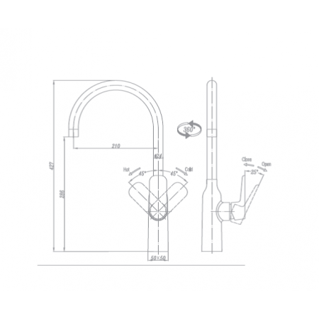 Смеситель для кухни Landberg LB-15105-D90 Хром 