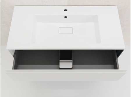 Тумба подвесная "ЛИМА 80" эмаль, под раковину LINE 80, 2 ящ., PLUS, белый матовый 