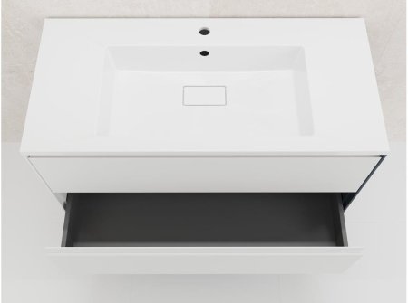 Тумба подвесная "ЛИМА 80" эмаль, под раковину LINE 80, 2 ящ., PLUS, белый матовый 