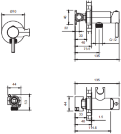 Встраиваемый гигиенический душ AltroBagno BM 060125 Bi 