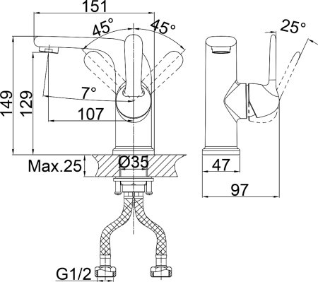 Комплект для ванной D&K Ambrosius Rhein DA1340003SET 3 в 1, два смесителя + душевой гарнитур 