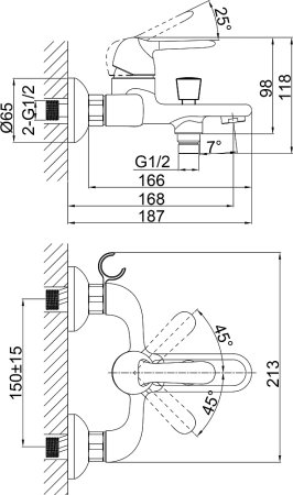 Комплект для ванной D&K Ambrosius Rhein DA1340003SET 3 в 1, два смесителя + душевой гарнитур 