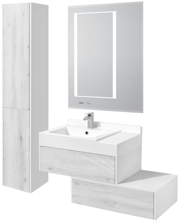 Тумба Aquaton Сакура 80 1A236603SKW80 подвесная Ольха наварра Белый глянец 