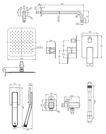 Душевой комплект Omnires Parma SYSPM21IN с внутренней частью 