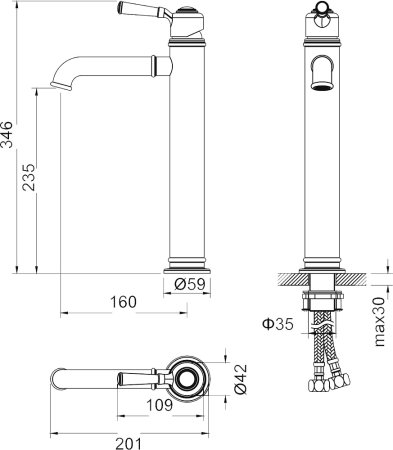 Смеситель Timo Arisa 5311/03F для раковины, черный 