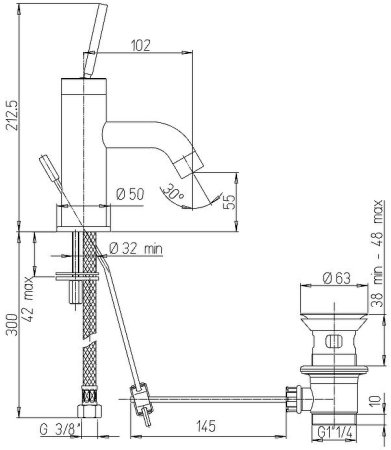 Смеситель для раковины Paini Cox 78CR211JO Хром 