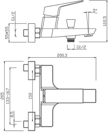 Смеситель для ванны Paini Torre 98YO111 Черный матовый 