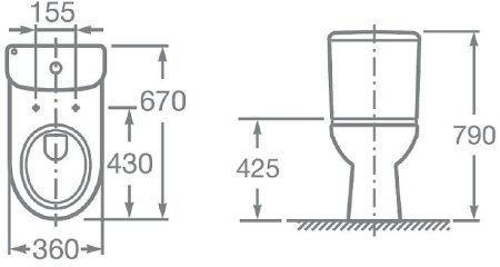 Унитаз компакт Roca Access 34P23800Y с бачком и сиденьем Микролифт 